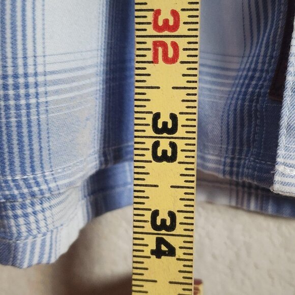 Dixxon Shirt Mens 3XL Blue White Plaid Paddle Out Bamboo Blend Short Sleeve - Picture 9 of 10